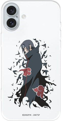 Case Compatible with iPhone 16 Plus Official Naruto Character Itachi to Protect Your Mobile Phone, Transparent Flexible Silicone Case with Official Naruto License