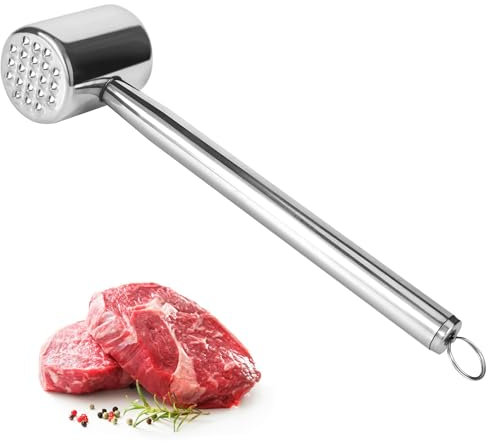 Batticarne in 304 Acciaio Inossidabile Martello per Carne Doppia Faccia Martello da Affettatrice Batticarne Pesante Martello per bistecche, Pollo, Maiale