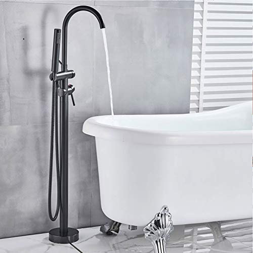 Mitigeur de baignoire moderne sur pied avec poignée unique Bec rotatif à 360 ° ABS douchette élégante salle de bain douche mitigeur