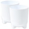 PECZEKO Lot de 2 pots de fleurs mats avec pieds - Pot décoratif pour grandes et petites plantes - Blanc - Diamètre : 16 cm