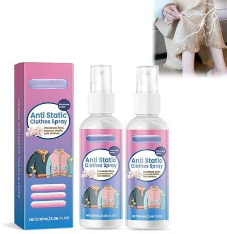 Anti Static Kleidung Spray 100ml Antistatikum-Entferner gegen statische Aufladung für Kleidung, Möbel, Teppiche und Autos - 2 Stück