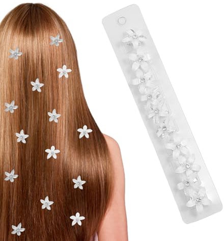 10 Stück Blumen Haarklammer,Mädchen Blume Klein Haarschmuck Haarspangen Damen Kinder Mini Hochzeit Haarspange Kleine Flower Hair Clip Kommunion Haare Weiße Haarklammern Weiß Spange für Frauen Girls