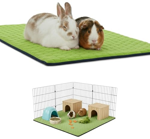 NEO SOLVO Fleece-Käfigeinlage für Meerschweinchen und Kaninchen | 70 x 35 cm – Grün – Saugfähig und wasserdicht – Waschbar – Käfig und Laufstall sowie C&C 2x1 - Perfekte Einstreu