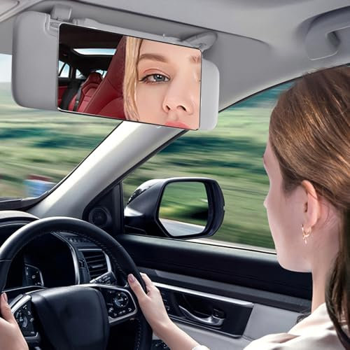Car Sun Visor Mirror,Large Vanity Shading Mirror for Car Truck SUV, Rear View Mirror with Straps.