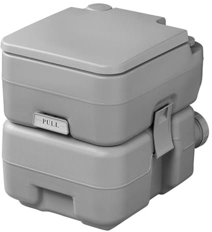 Campingtoilette tragbar 42cm Sitzhöhe mit Spülpumpe 20L Fäkalientank 10L Frischwassertank abschließbar für Wohnwagen Zelt Buscamper Outdoor Camping WC