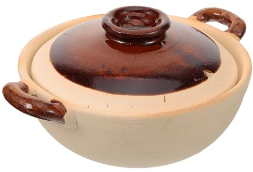 Cabilock Haushaltsauflauf Tontopf mit 500 Ml Kapazität aus Robustem Argil für Gleichmäßige Hitze und Kochen in Küche