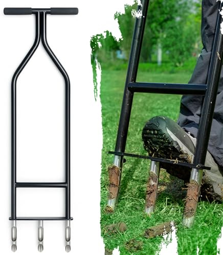 SideriteArch Heavy Duty Manual Lawn & Grass Aerator Tool - One-Piece Frame & Non-Clogging Semi-Open Plugs for Durable, Effortless Aeration, 1 Pack