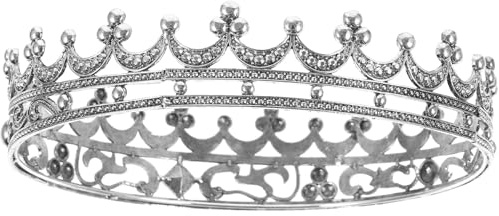 Retro Königskrone für Männer, Silber, Zinklegierung und Strass für Kostüm