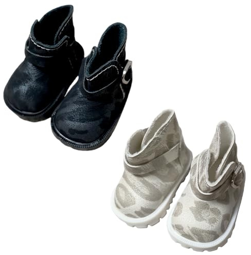 niannyyhouse 20 cm große Plüschpuppen-Schuhe, 2 Paar, 5,5 cm Länge, Stofftiere, Verkleidungszubehör (schwarz + weiß)