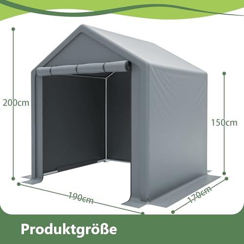Ball & Cast Fahrradgarage wetterfest Geräteschuppen für 2-4 Fahrräder Carport Zelt mit UV-Schutz Fahrradschuppen für Regenschutz Motorrad Garage Gartenhaus Grau 190×170×200 cm