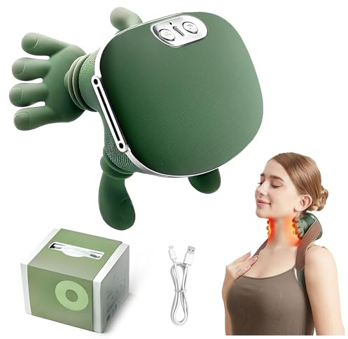 KutaKuta 4D Bionische Hand Nackenmassagegerät, Massagegerät Nacken mit 3 Stufen und 2 Temperaturstufen Wärme für Rücken und Nacken, Shiatsu Massagegerät zur Schmerzlinderung und Muskelentspannung