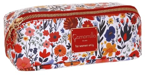 Camomilla Milano Astuccio Make-up Donna, Similpelle, Collezione Sweet Bloom, Misura M, Colore Rosso