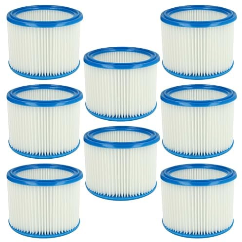 vhbw 8x Faltenfilter kompatibel mit Nilfisk Aero 21B 0L BP36V Staubsauger - Patronenfilter Blau Weiß