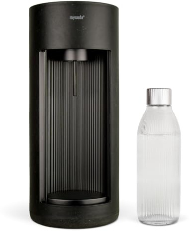 Mysoda: Glassy Wassersprudler aus Holzkomposit und Aluminium mit 1L Glasflasche (ohne C02-Zylinder) - Schwarz