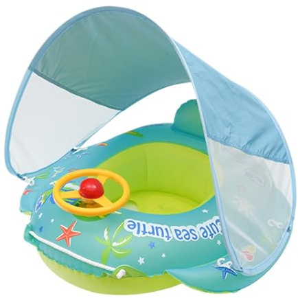 YRTUOP Bouées De Piscine pour Enfant - Jouet Aquatique Gonflable - avec Auvent Et Volant Siège Bouée De Piscine Gonflable en PVC,pour 1-4 Ans Garçon Fille Plage Lac Rivière Étang Bateau Bain