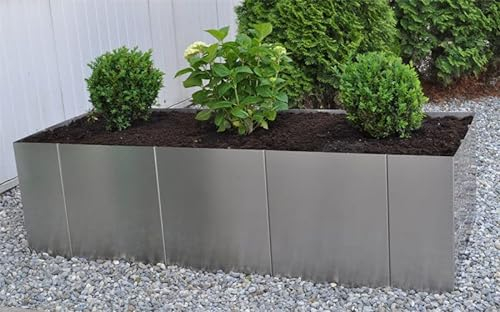 Yerd Edelstahl Hochbeet Metall Hochbeet Square 160 Höhe 50cm - 160x60x50cm Frühbeet Kräuterbeet Gartenbeet Pflanzkasten Blumenkübel Übertopf Blumenkasten wetterfest ohne Boden