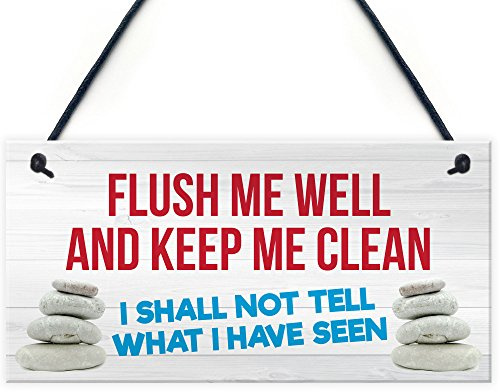 Red Ocean Toilet Flush Me Well Sign Funny Novelty Loo Door Hanging Home Gift Bathroom