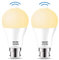 HEKEE PIR Motion Sensor Light Bulb 9W B22, A60 Bayonet Cap Warm White 2700K, Equivalent 60w Incandescent (2 Pack)