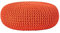 Homescapes Pouf Strickpouf rundes Bodenkissen, Sitzpouf 70 x 23 cm, gepolsterter Sitzhocker, Sitzpuff/Puff mit grob gestricktem Bezug aus 100% Baumwolle, Strickpuff, Orange
