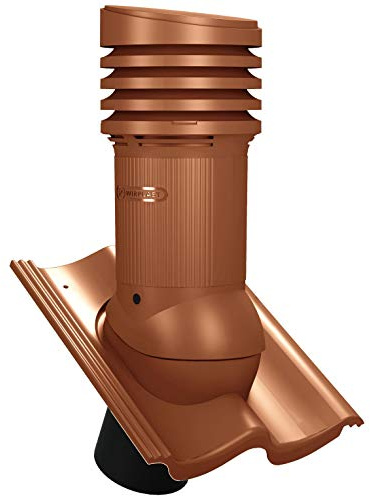 Parotec Entlüftungskamin DN 160 mm passiv für Braas - Doppel-S - Ziegelrot | für Nelskamp - S, IBF - Doppel-S, ProDach - Doppel-S Dachziegel Dachentlüftung, Abluftrohr, Lüftungshaube, RAL 8004