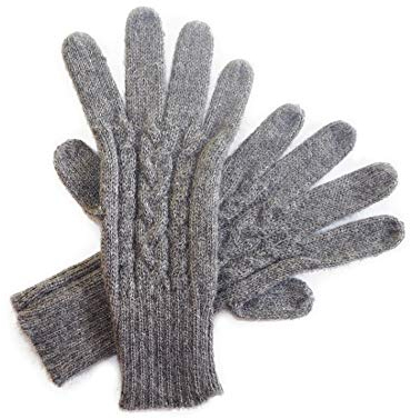 Posh Gear Alpaka Handschuhe Guantibrada Fingerhandschuhe Damen Herren aus 100% Alpakawolle, grau, Größe M