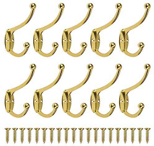 MengH-SHOP Rétro Crochet Patère Porte Manteau Mural Vintage Crochet de Porte Métal pour Salle de Bain Cuisine Chambre Entrée 10 Pièces Or