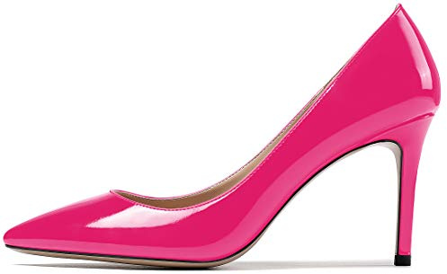 EDEFS Escarpins Femme Slip on Talon Aiguille Verni Bout Pointu Élégant & Sexy pour Mariage Bureau Fêtes
