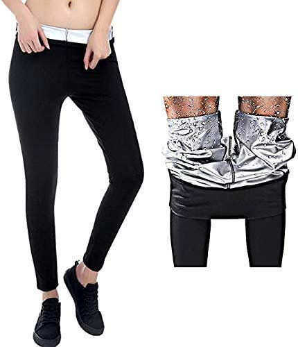 Lelesta Pantaloni Sauna Dimagranti, Leggings Anticellulite Donna Fitness, Legging Termici Vita Alta per Sudare - Leggins Effetto Snellente Push Up Glutei - Ideale per Yoga, Corsa, Palestra Sport (XL)