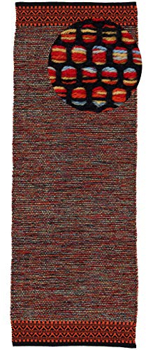carpetfine Baumwollteppich Kelim Mia Läufer Orange 60x180 cm | Moderner Teppich für Wohn- und Schlafzimmer