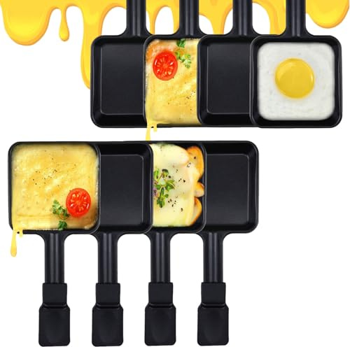 Kosmosta Non-Stick Coated Mini Grill Cheese Pan Melting Accessories for Raclettes Replacement trays Raclette Dishes Mini raclette pans, Square Shape(8PCS)
