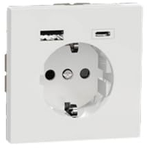 Schneider Electric Merten Schuko-USB-Steckdose, USB Typ A+C, 2-polig+E, System Design, lotosweiss, Artikelnummer MEG2367-6035