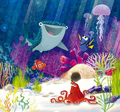 Komar Disney Vlies Fototapete - Dory Aqua Party - Größe: 300 x 280 cm (Breite x Höhe) - Meer, Ozean, Unterwasser, Fische, Kinderzimmer, Tapete - IADX6-086