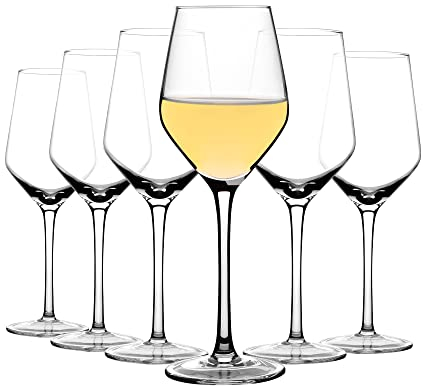 Amisglass Verre Vin Rouge, Verres Vin Blanc à Pied de 300 ML de Haute Gamme, Wine Glass Cristal Transparent sur Table, Idéal comme Cadeau - Set de 6 Pieces et 300 ML