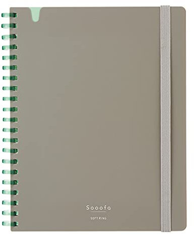 Kokuyo SU-SV748S4-DM Soft-Ring-Notizbuch, 4 mm, liniert, 80 Blatt, B6-Verformung, warmes Grau