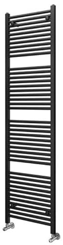 Go Bathrooms Matt Black Towel Radiator Slim Heated Towel Warmer Modern Bathroom Radiator Straight Ladder Rail Design Black Finish – 1800mm x 600mm | Newark