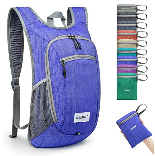 G4Free Kleiner Rucksack, 10/15 l, faltbar, leicht, verstaubar, Tagesrucksack, Reisen, Outdoor, Wandern, Schultertasche, marineblau, 10Liters