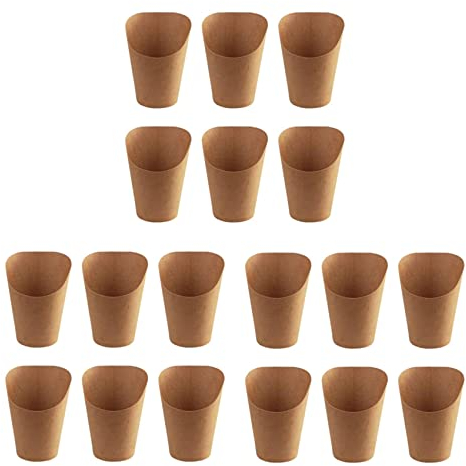 Tuccbay de 300 portavasos de papel Kraft desechables para papas fritas, , 300 ml (marrón)