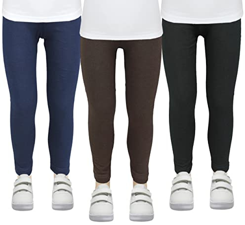 TupTam Mädchen Thermoleggings für Herbst & Winter – 3er-Pack, Farbe: Schwarz/Braun/Dunkelblau, Kinder Größe: 140