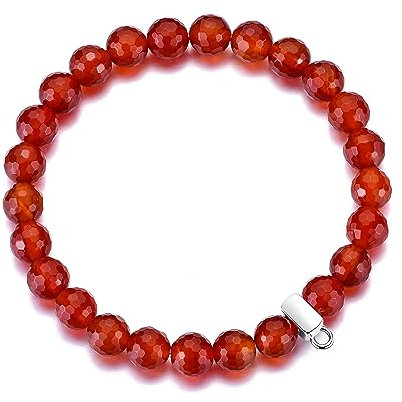 Philip Jones Faceted Carnelian Gemstone Charm Stretch Bracelet