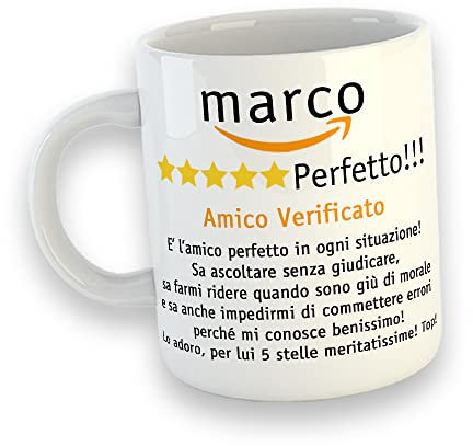 Recensione Amico Tazza Mug PERSONALIZZABILE CON NOME Colazione Idea Regalo divertente Decorazioni Buona Giornata Amicizia Best Friend Migliore Amico Natale Compleanno The Camomilla Caffè Tisana