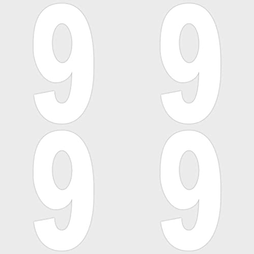 Bin Numbers for Wheelie Bins (0-9) - (Pack of 4 Stickers) White Self Adhesive Vinyl Wheelie Bin Numbers, 17.3cm Long Wheelie Bin Stickers for Waste bin, Garbage bin (No.9)