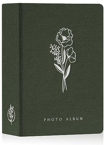 Lanpn Fotoalbum 13x18 200 Bilder, Klein Leinen Einstecken Einsteckalbum für Hochformat Fotos Bilder Grün