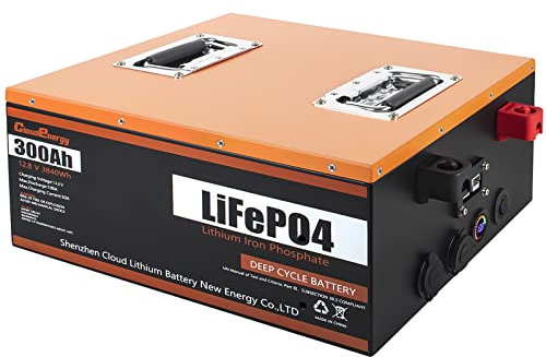 Cloooudpro 12.8v 300ah LiFePO4 Batterie à Cycle Profond, 100A BMS, Plus de 6000 Cycles, 5 Ans de Garantie, 10 Ans de Vie Hors réseau, système Domestique, RV, Solaire, etc.