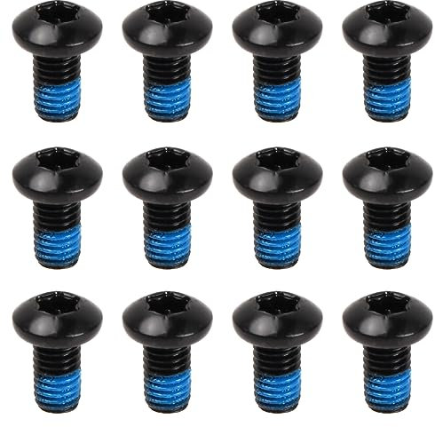 Zsanhua 12 Pcs Bike Disk Brake Bolts, Bicycle Rotor Screws M5 x10mm, Brake Rotor Bolts Black with T25 Star Wrench for MTB & Road Bike