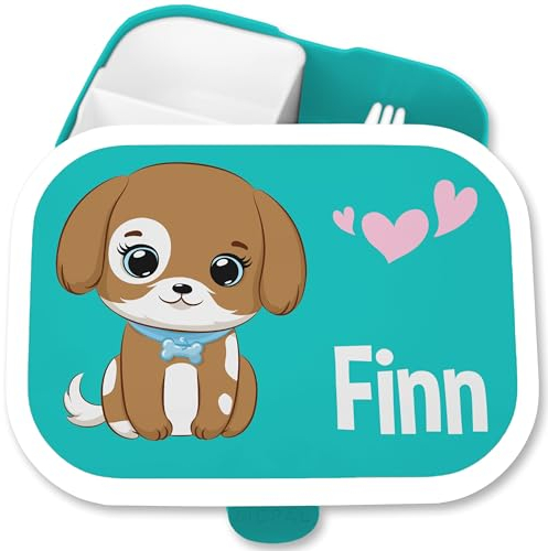 Brotdose Kinder Campus für Mepal - Hund süß Hundemotiv Hunde Dog Dogs - 750 ml - Türkis - personalisierte hunden lunchbox name brotbox vesperdose brotdosen brotzeitdose fächern schule