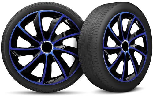 Radkappen 13 Zoll Radzierblenden 4er Set passend für alle Stahlfelgen - Einstellbarer Sicherungsring - Schwarz Blau