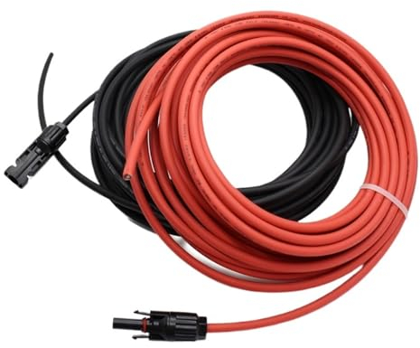 2 Teile/los SOLAR Draht Verlängerung Schwarz + Rot 2,5 mm2 4mm2 6mm2 Kabel Mit Stecker Und Buchse Kabelbaum PV Kabel (Color : 6MM2 10AWG, Size : 5M Black and Red)