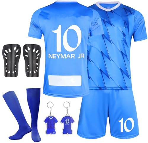 Sidesea Fussball Trikot Kinder, Fußballtrikot mit Fussball Socken Kinder, Schienbeinschoner Kinder Fussball, Schlüsselanhänger Hause/Auswärts Fußballtrikot für Kinder Trikot Fussball Jungen