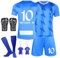 Sidesea Fussball Trikot Kinder, Fußballtrikot mit Fussball Socken Kinder, Schienbeinschoner Kinder Fussball, Schlüsselanhänger Hause/Auswärts Fußballtrikot für Kinder Trikot Fussball Jungen