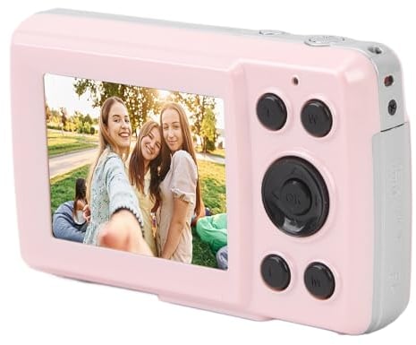 Digital Point and Shoot Camera with 16X Zoom Anti Shake, Compact Small Camera for Boys Girls Kids, Portable for Photography Video (Pink)